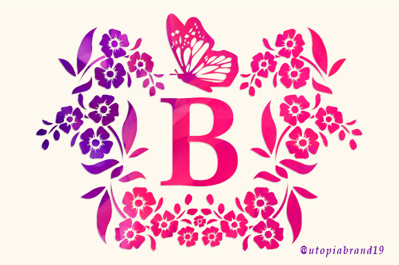 Flower Butterfly Monogram Font: A Designer's Detailed Ornament
